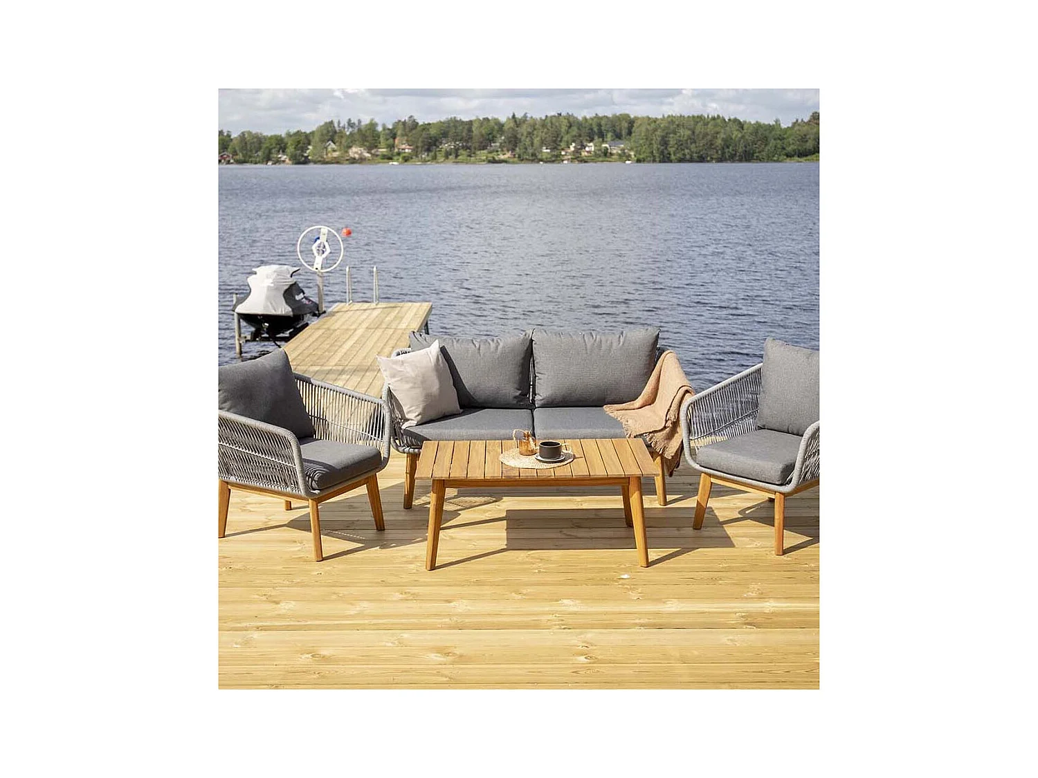 Salon de Jardin en Bois "Chania" 164cm Gris