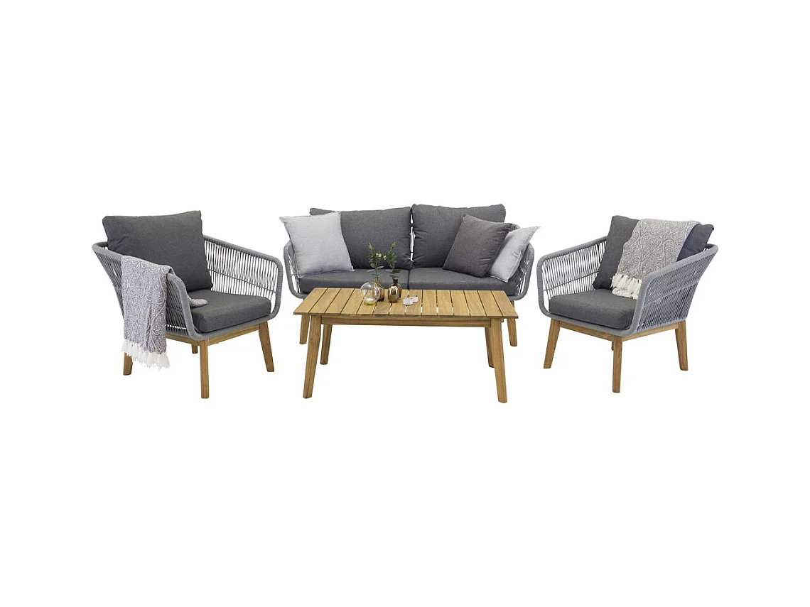 Salon de Jardin en Bois "Chania" 164cm Gris