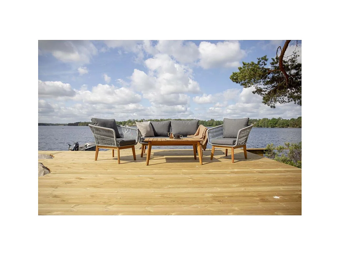 Salon de Jardin en Bois "Chania" 164cm Gris