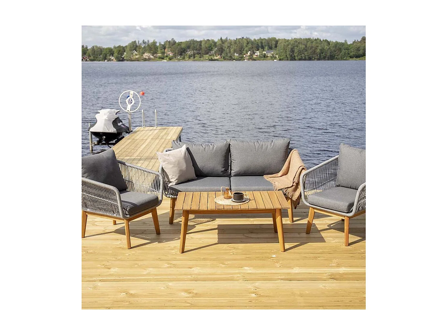 Salon de Jardin en Bois "Chania" 164cm Gris