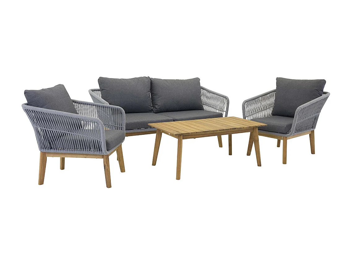 Salon de Jardin en Bois "Chania" 164cm Gris