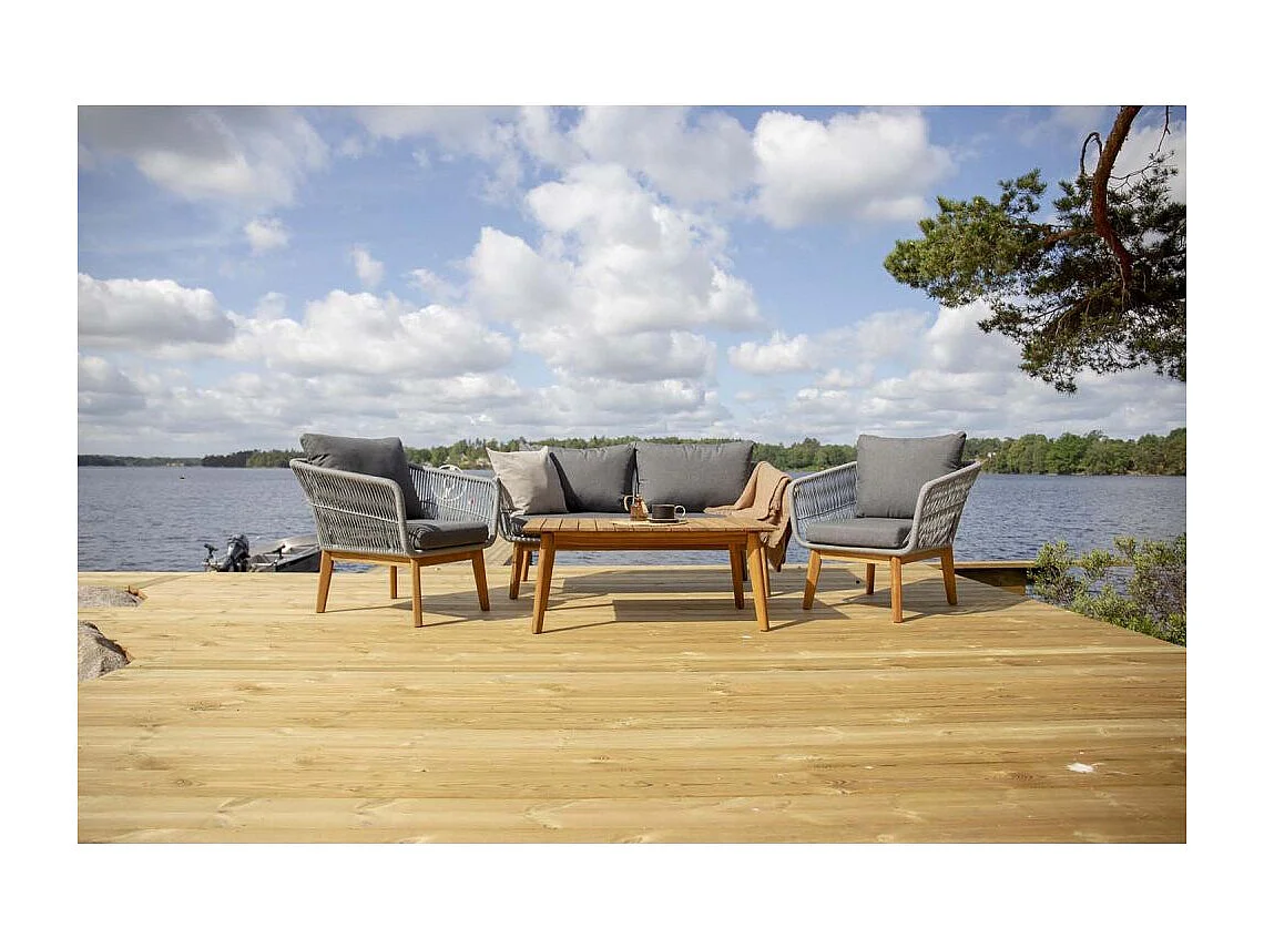 Salon de Jardin en Bois "Chania" 164cm Gris