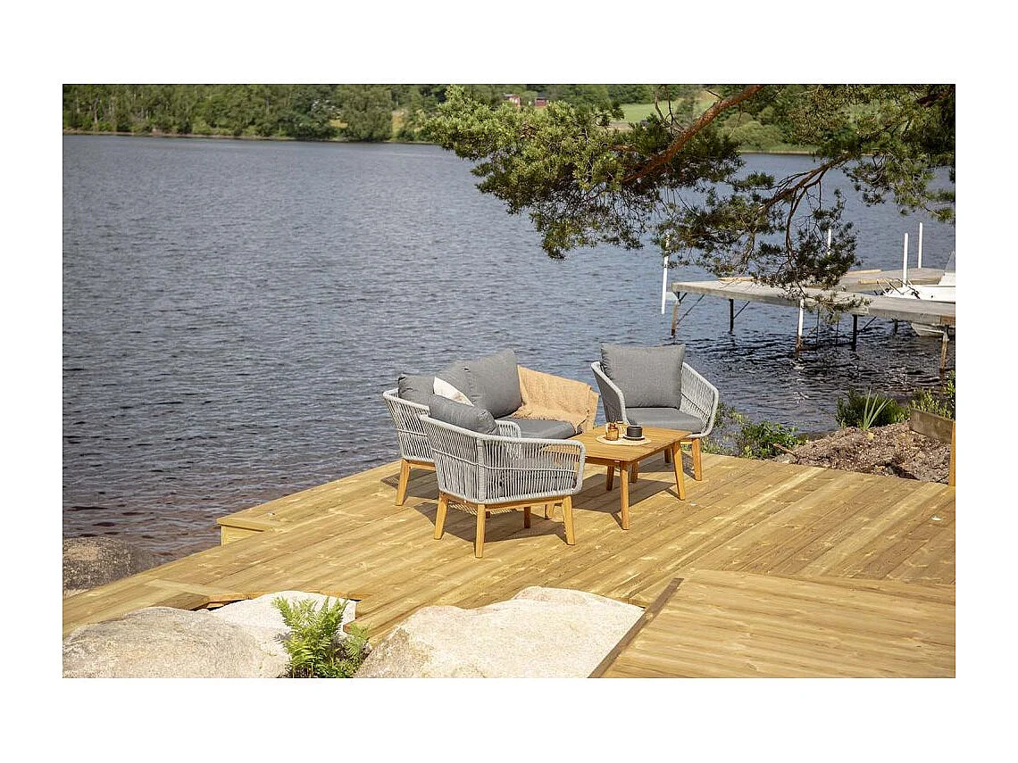 Salon de Jardin en Bois "Chania" 164cm Gris