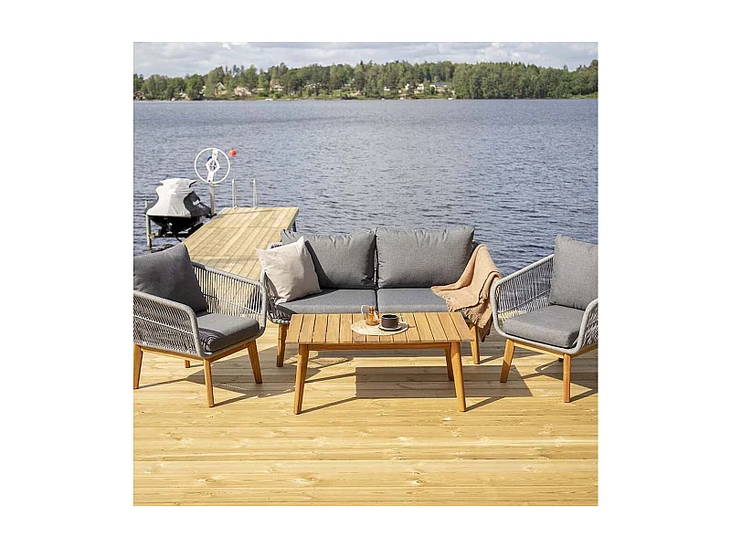 Chania tuinmeubelset 4 delen naturel, grijs.