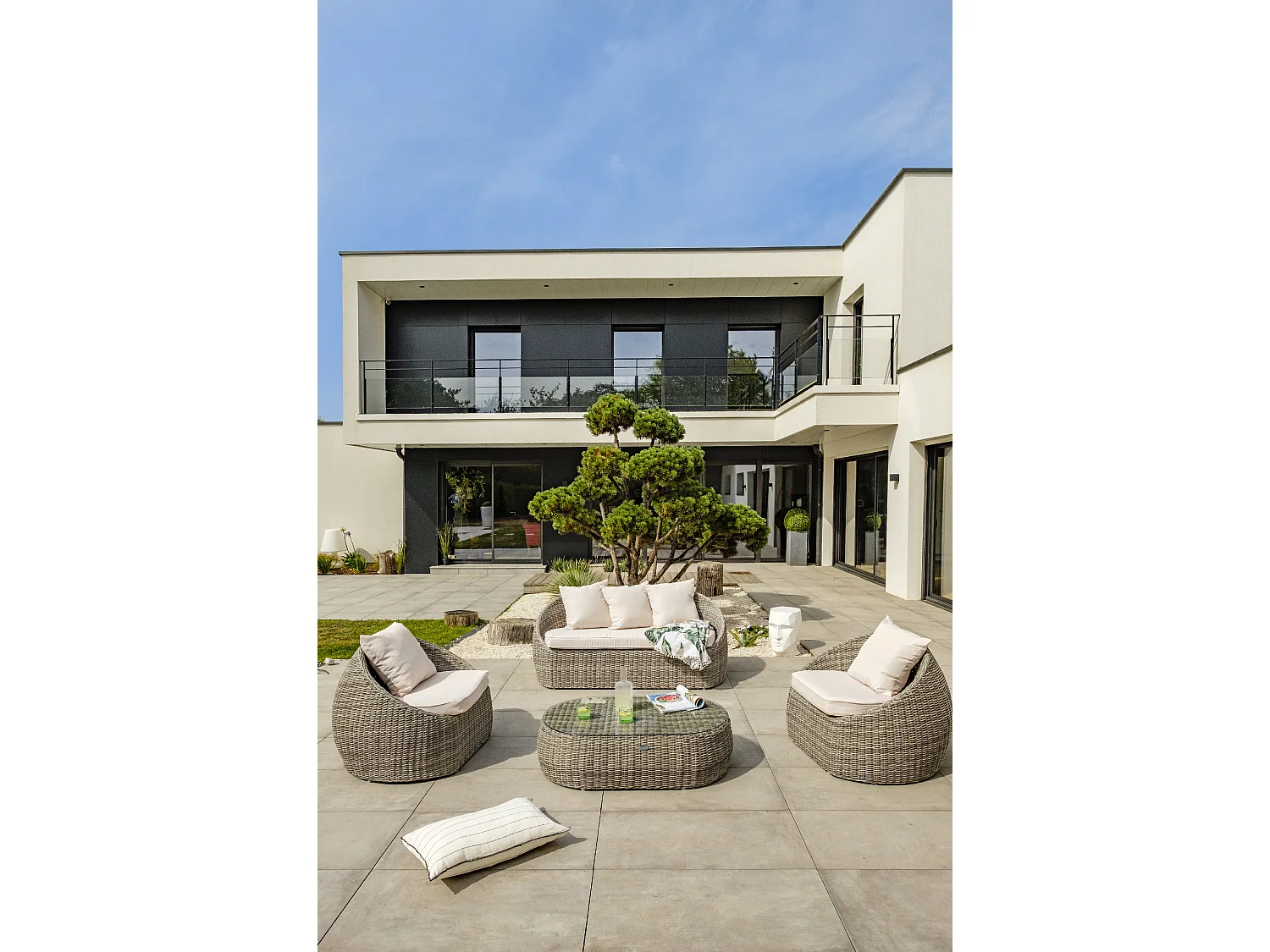 5-Sitzer-Gartenmöbel, Kunstharzgeflecht