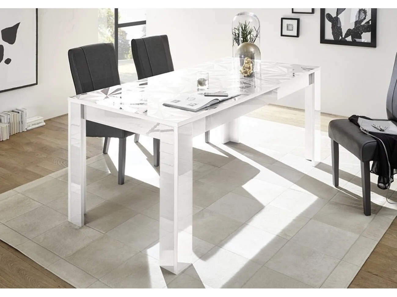 Table à manger extensible LUTHER en blanc 137-185x79x90 cm
