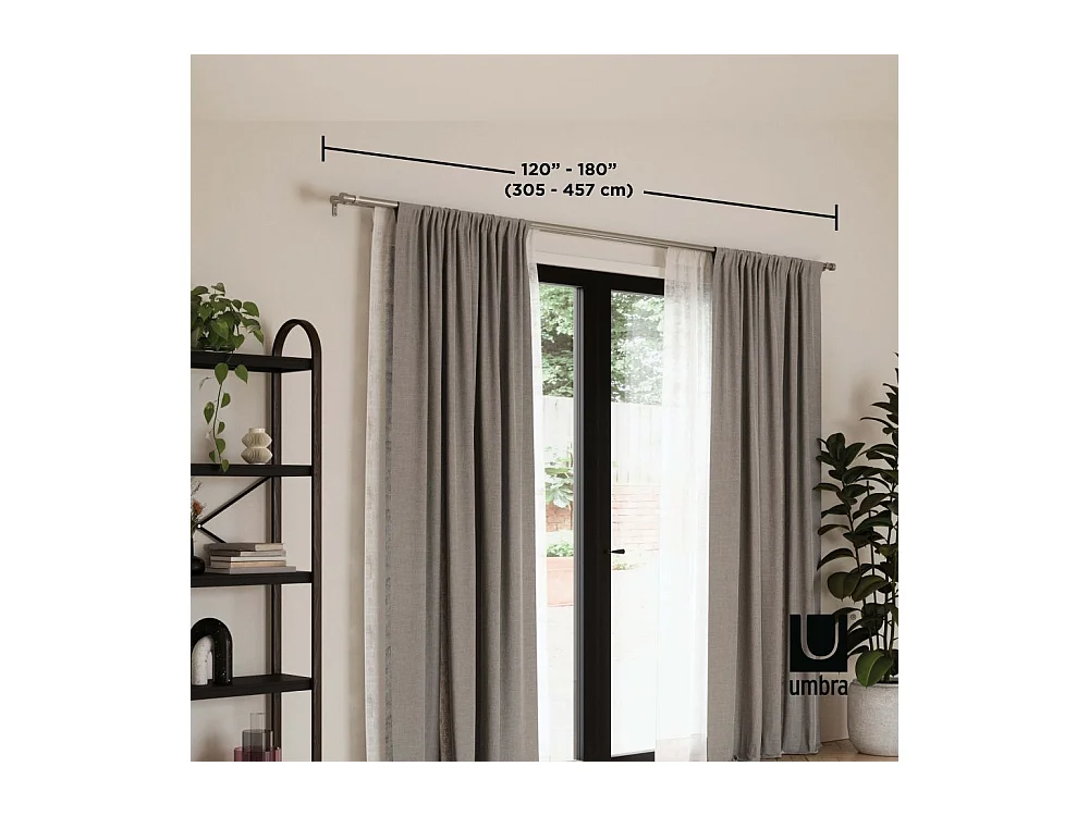 Tringle à rideaux nickel Cappa 305 à 457 cm Double