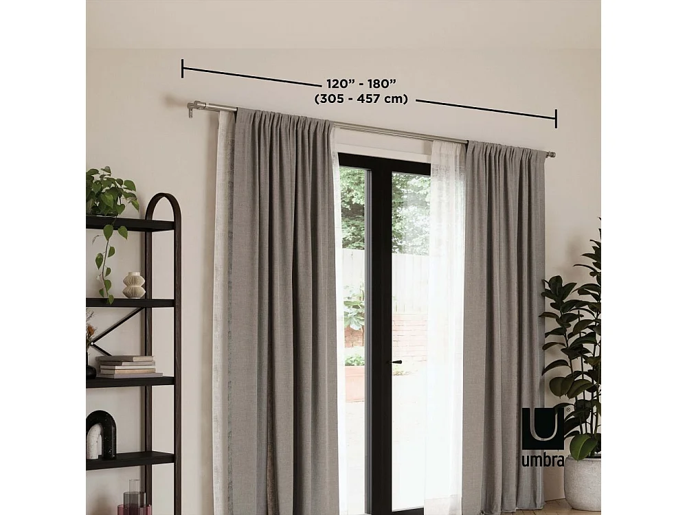 Tringle à rideaux nickel Cappa 305 à 457 cm Double