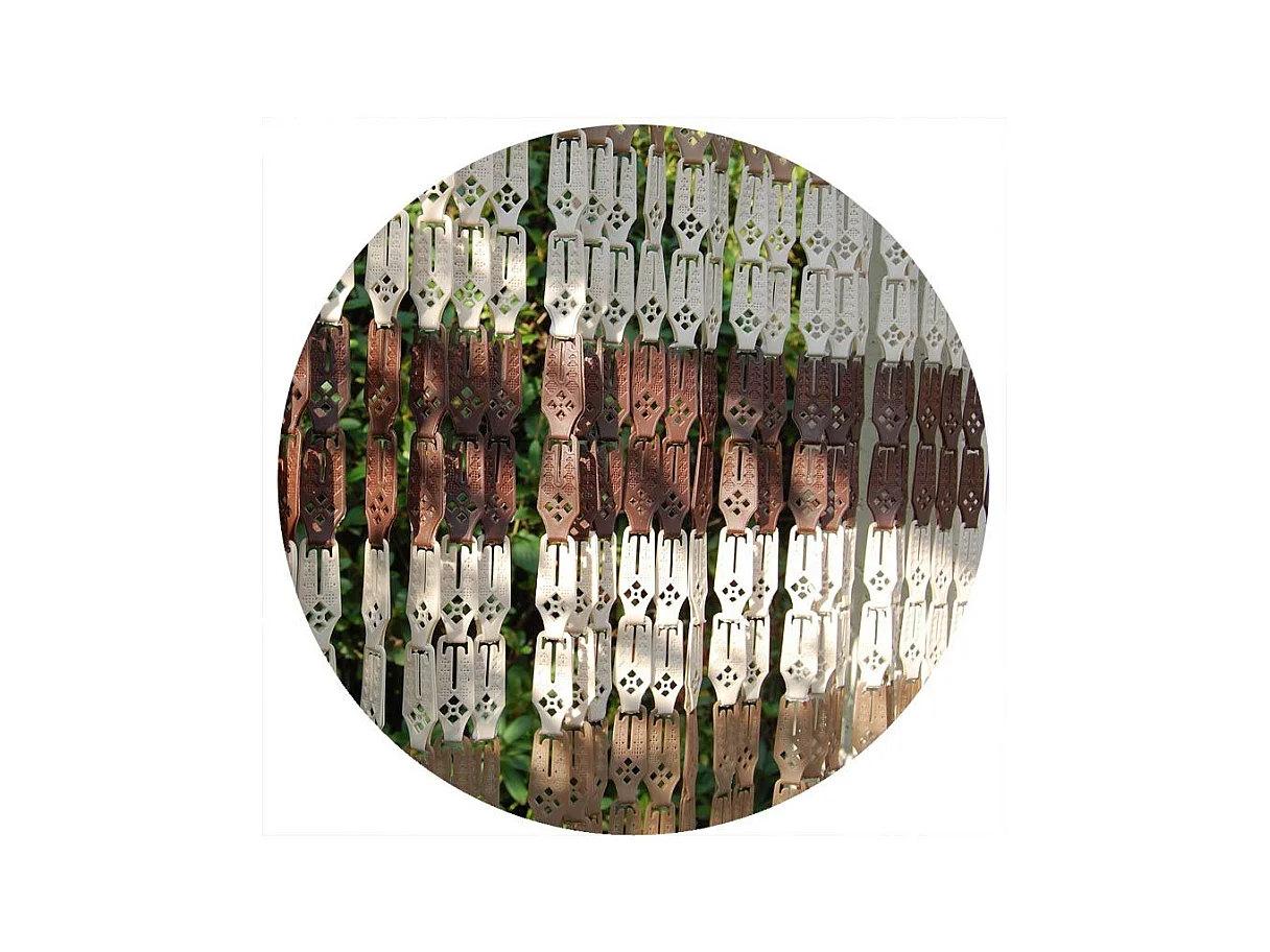 Rideau de porte en clips brun crème et taupe Nimes 100 x 230 cm