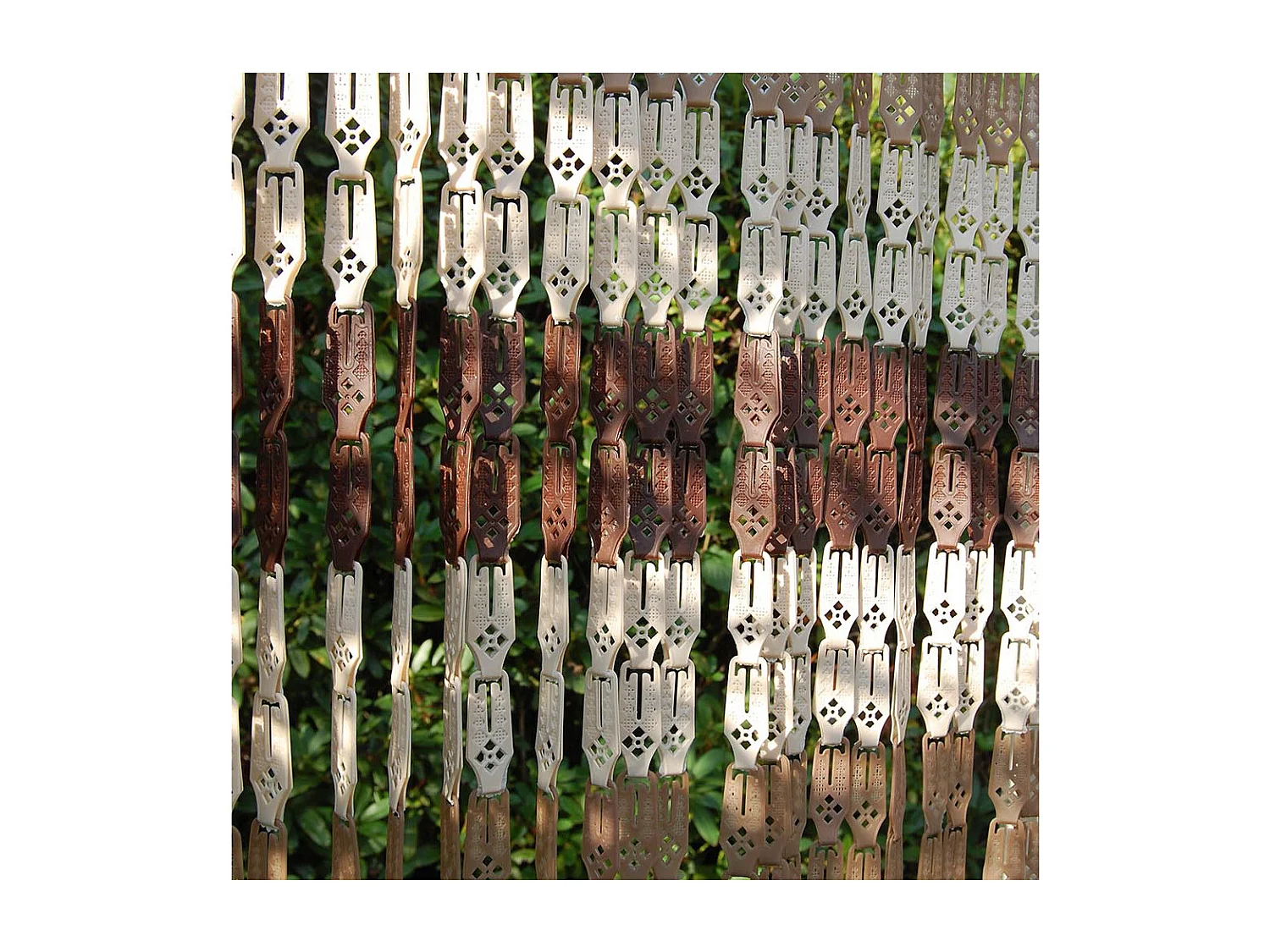 Rideau de porte en clips brun crème et taupe Nimes 100 x 230 cm