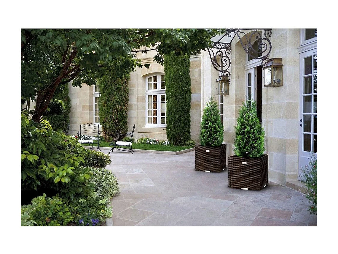 Jardinière en résine tressée 46 x 46 x 46 cm Miel