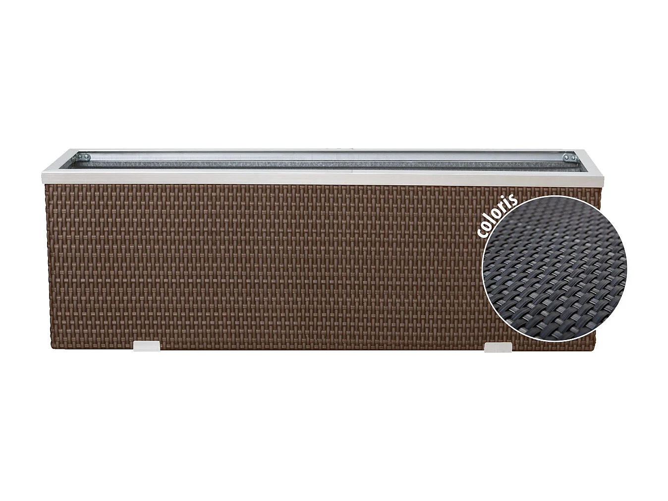 Jardinière en résine tressée avec cadre en aluminium 98 x 25 x 34 cm Anthracite