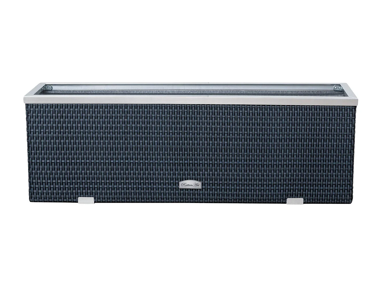 Jardinière en résine tressée avec cadre en aluminium 98 x 25 x 34 cm