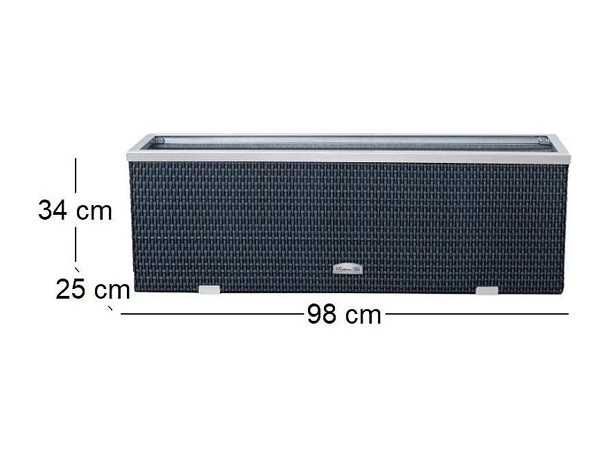 Jardinière en résine tressée avec cadre en aluminium 98 x 25 x 34 cm