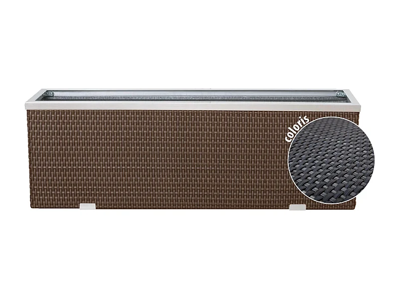 Jardinière en résine tressée avec cadre en aluminium 98 x 25 x 34 cm Anthracite