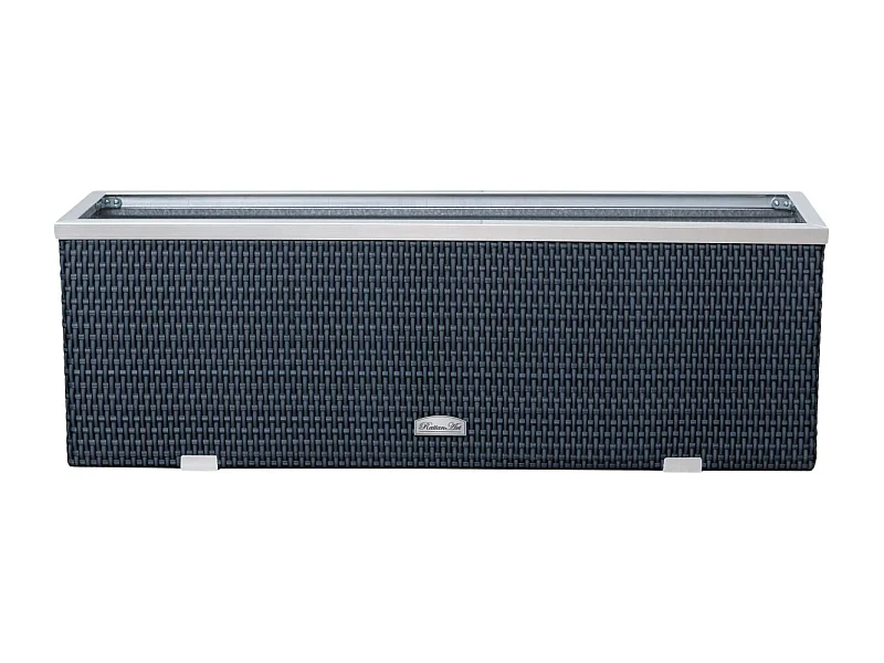 Jardinière en résine tressée avec cadre en aluminium 98 x 25 x 34 cm