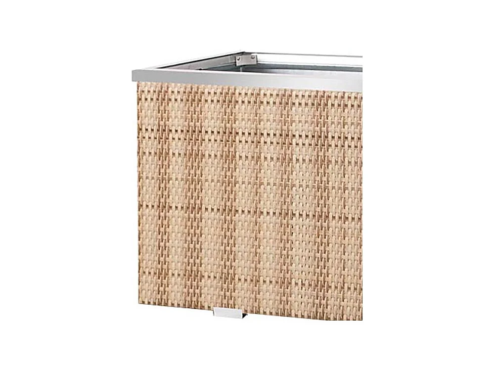 Jardinière en résine tressée avec réserve d'eau et cadre en aluminium 50 x 50 x 43 cm Marron et beige