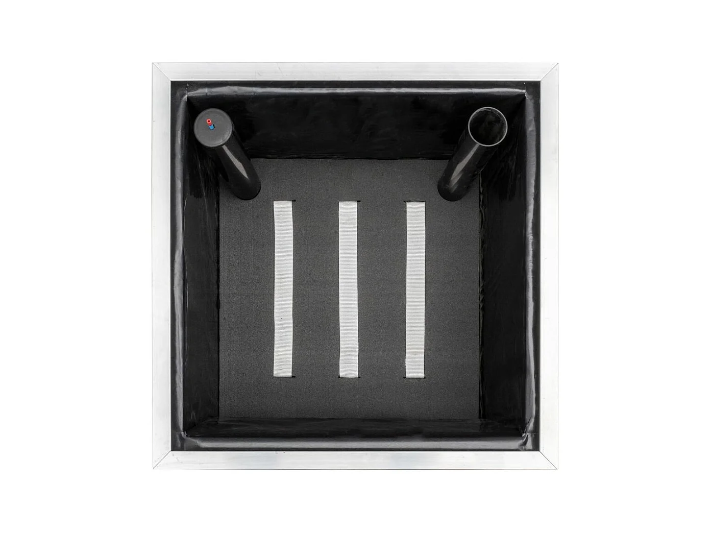 Jardinière en résine tressée avec réserve d'eau et cadre en aluminium 50 x 50 x 43 cm Marron et beige