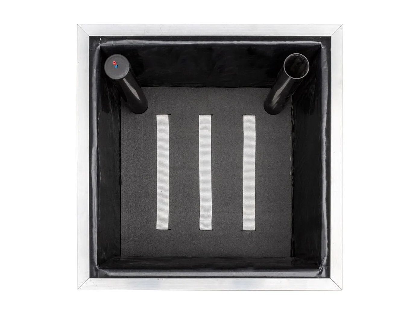 Jardinière en résine tressée avec réserve d'eau et cadre en aluminium 50 x 50 x 43 cm