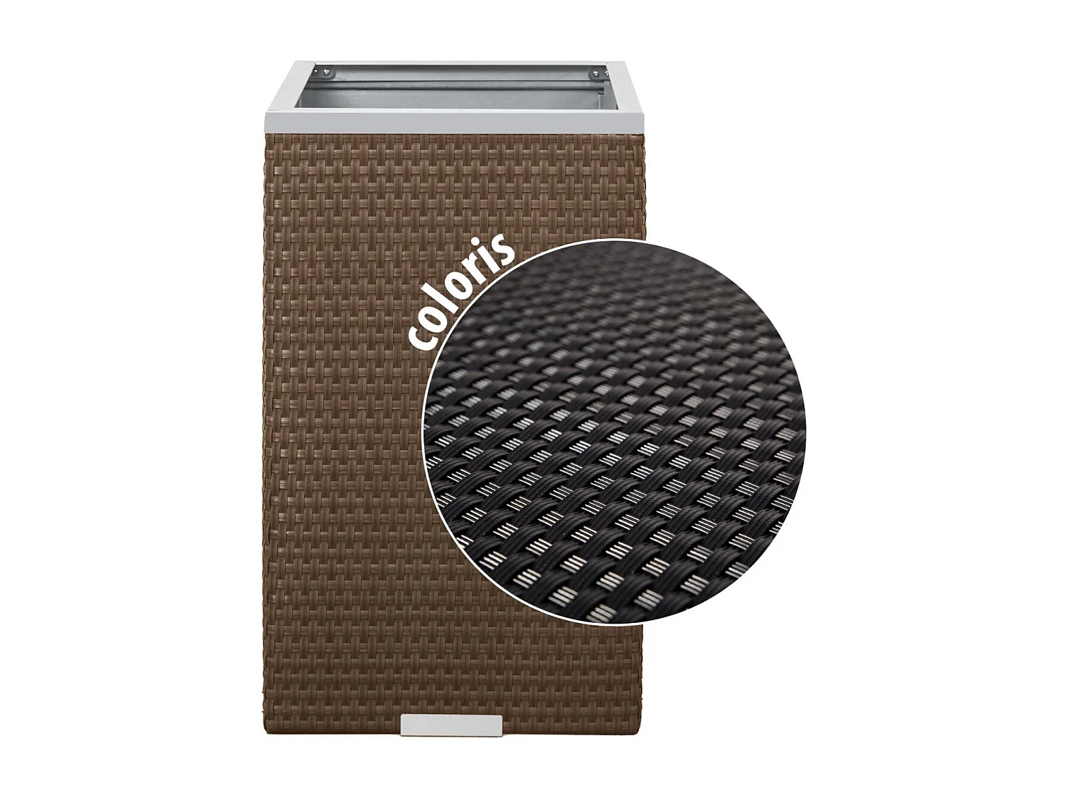 Jardinière en résine tressée avec cadre en aluminium 35 x 35 x 60 cm Noir