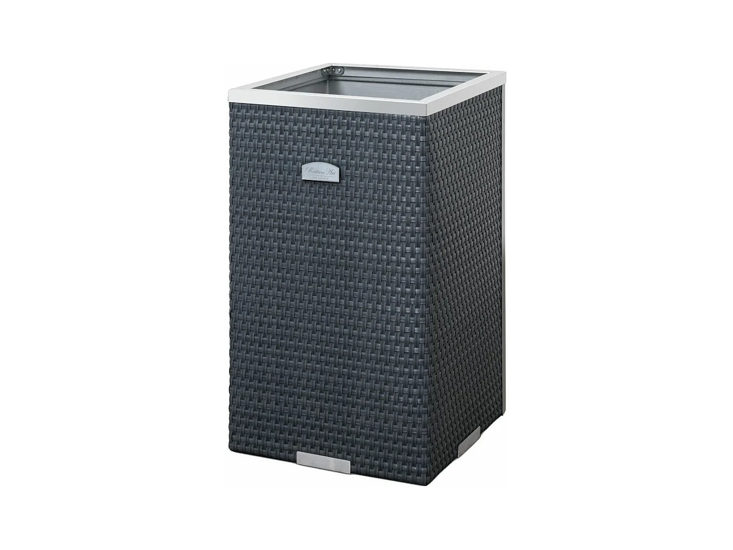 Jardinière en résine tressée avec cadre en aluminium 35 x 35 x 60 cm Noir