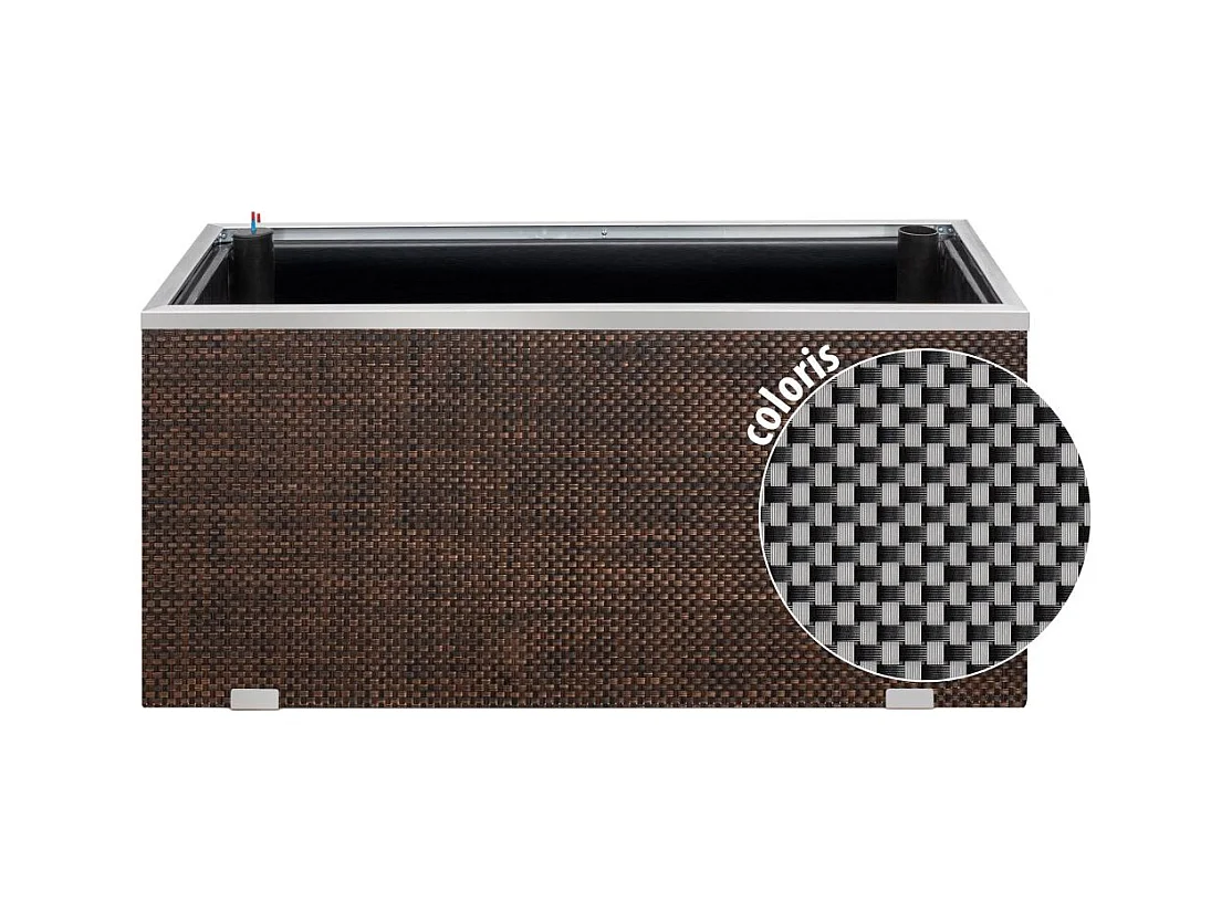 Jardinière en résine tressée avec réserve d'eau et cadre en aluminium 95 x 39 x 43 cm Acier / Anthracite