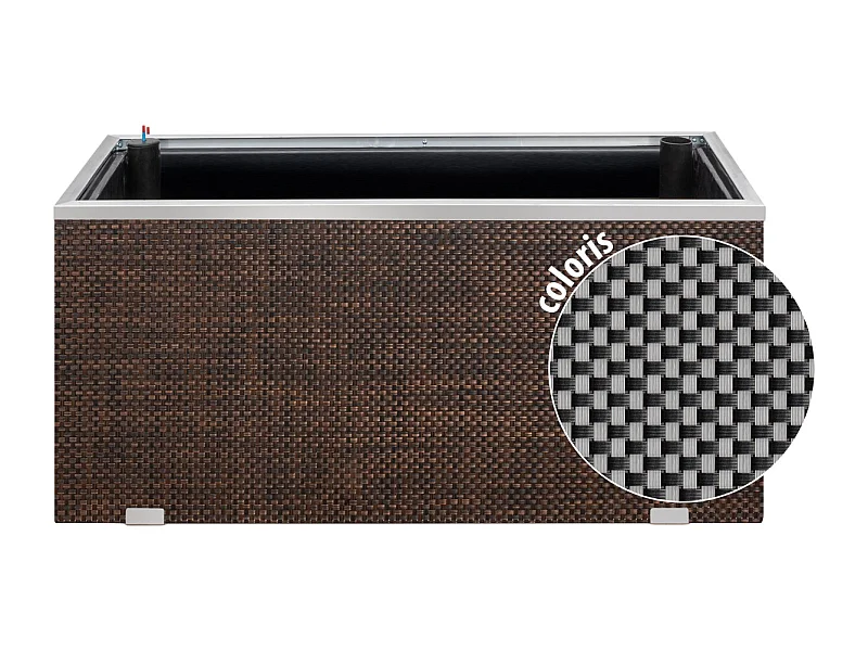 Jardinière en résine tressée avec réserve d'eau et cadre en aluminium 95 x 39 x 43 cm Acier / Anthracite