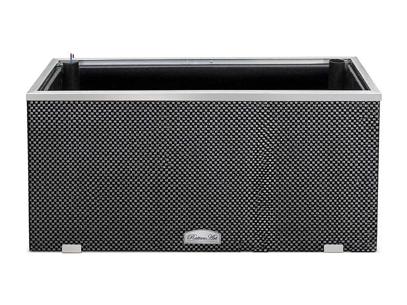 Jardinière en résine tressée avec réserve d'eau et cadre en aluminium 95 x 39 x 43 cm