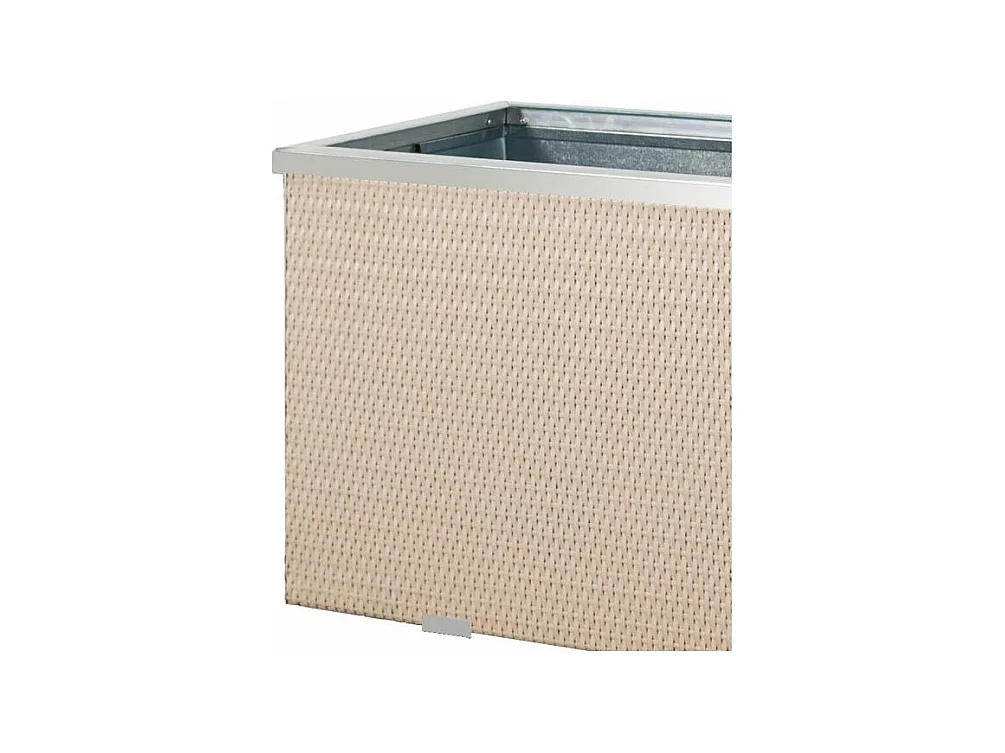 Jardinière en résine tressée avec réserve d'eau et cadre en aluminium 95 x 39 x 43 cm Beige
