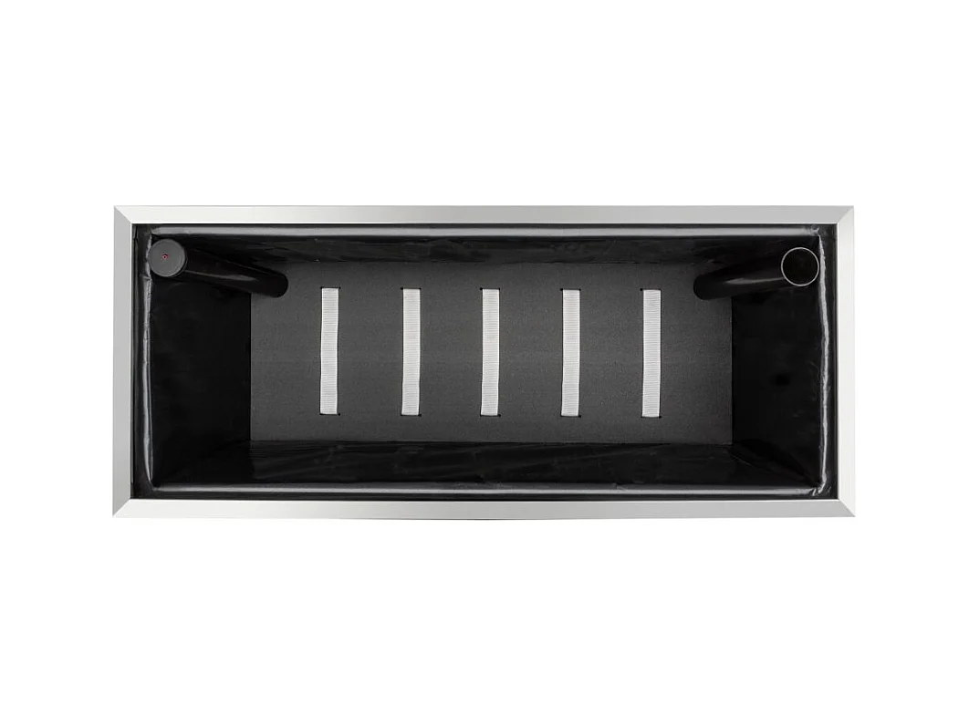 Jardinière en résine tressée avec réserve d'eau et cadre en aluminium 95 x 39 x 43 cm Beige