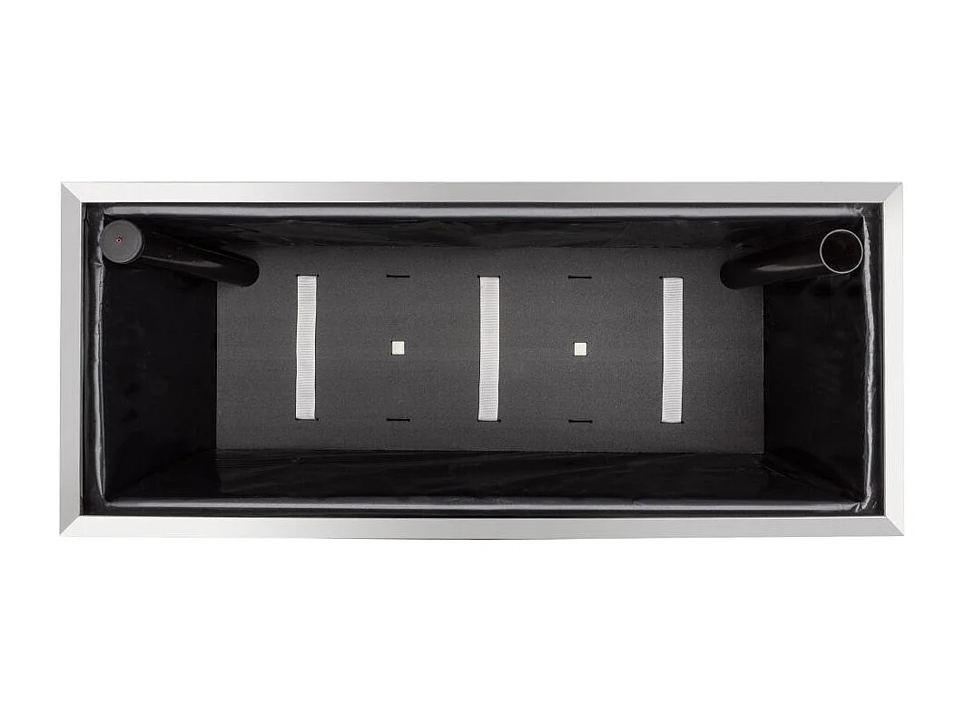 Jardinière en résine tressée avec réserve d'eau et cadre en aluminium 95 x 39 x 43 cm Beige