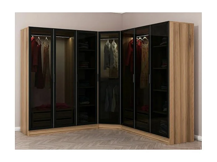 Armoire d'angle dressing CHENE 440x210x52