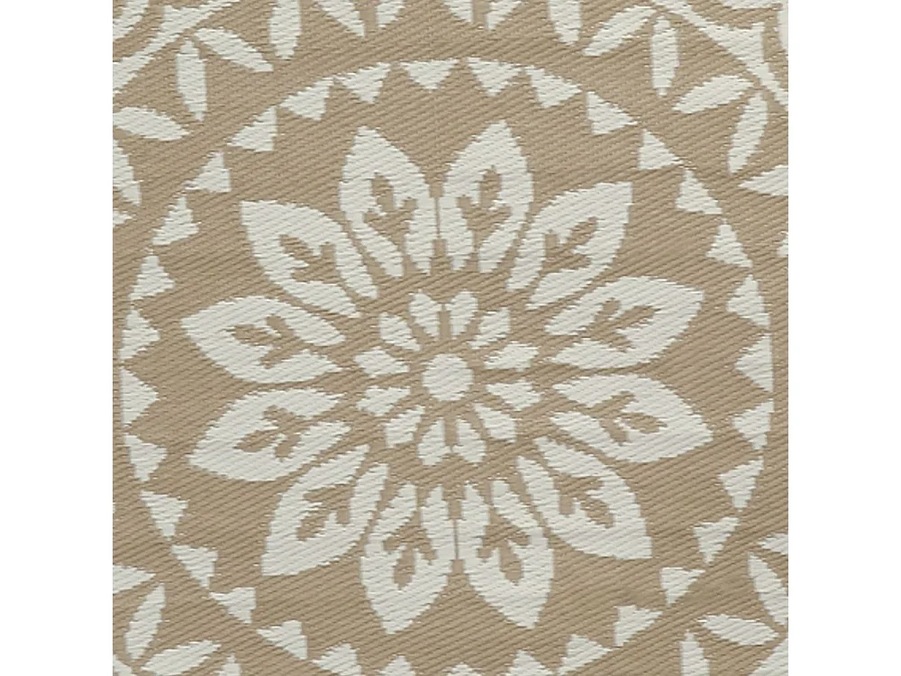 Tapis d'extérieur rond en polypropylène D150 cm Mandala - Beige