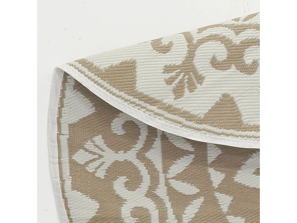 Tapis d'extérieur rond en polypropylène D150 cm Mandala - Beige