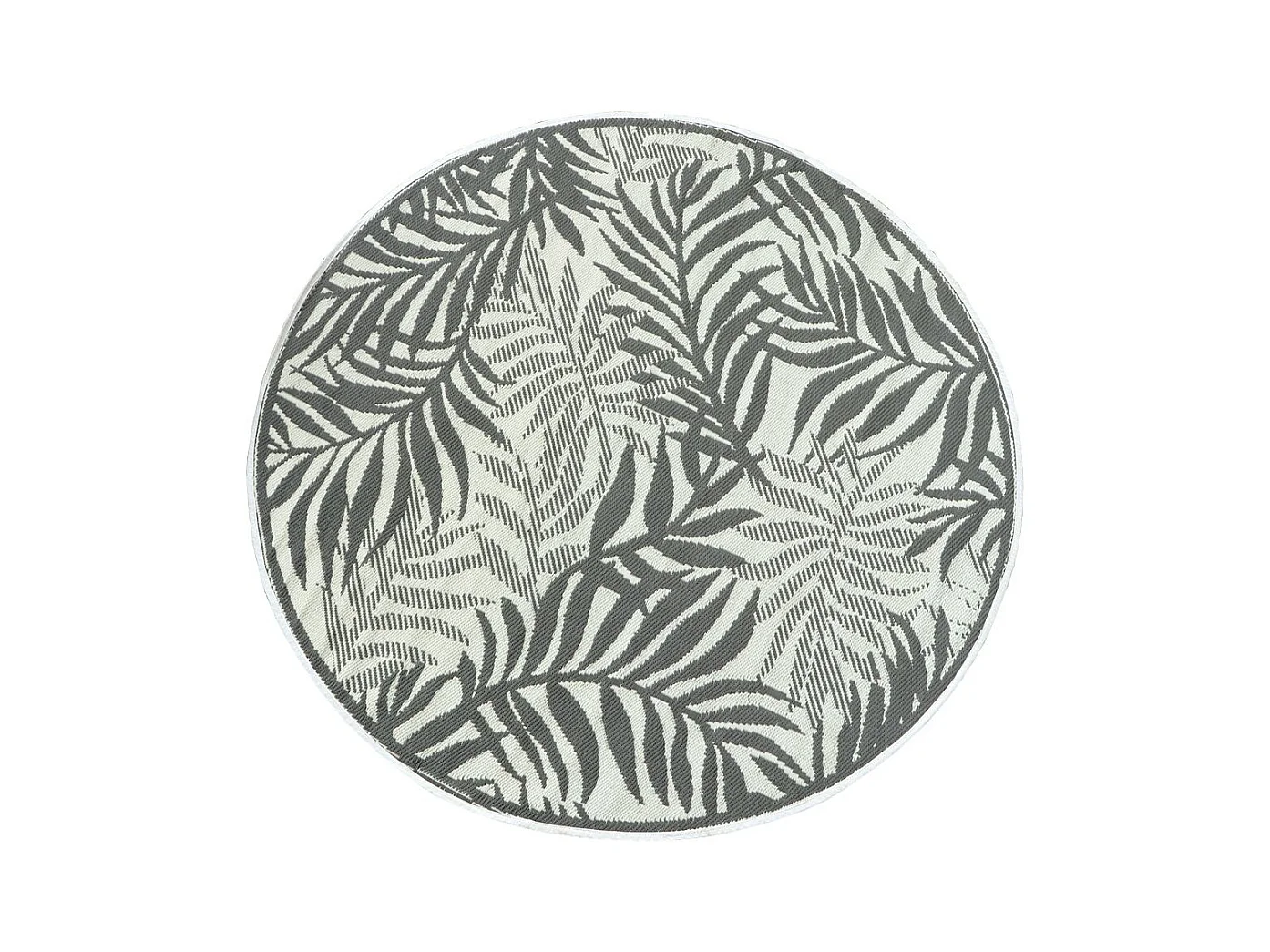 Tapis d'extérieur rond en polypropylène D150 cm Végétal - Gris