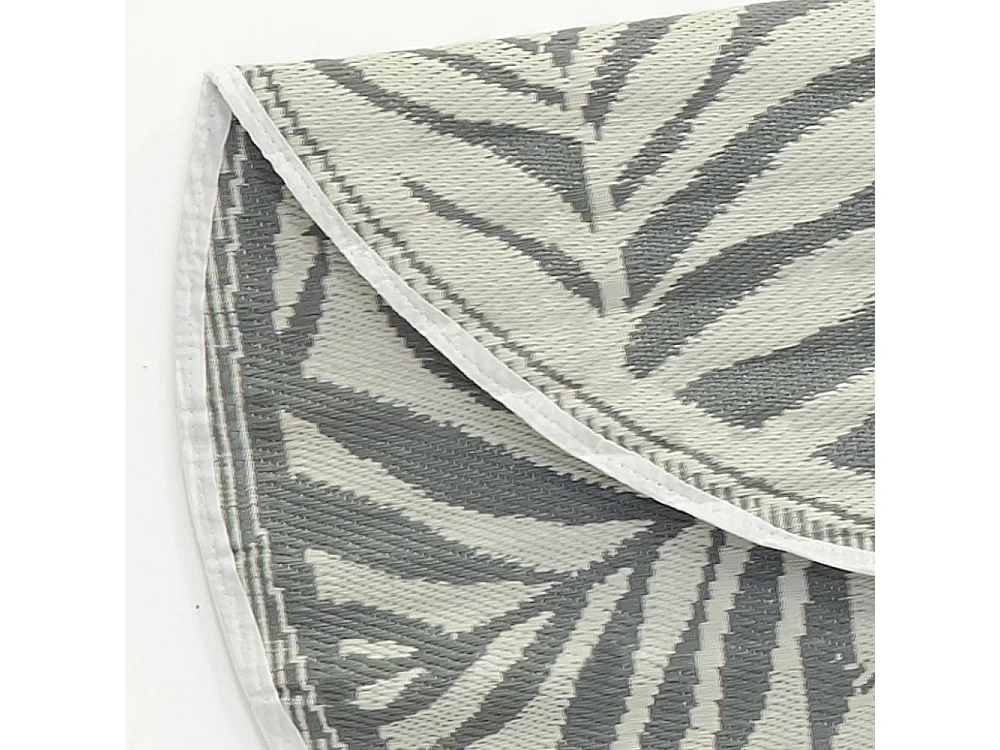 Tapis d'extérieur rond en polypropylène D150 cm Végétal - Gris