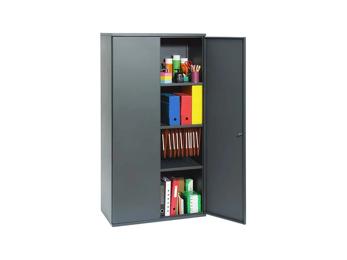 Armoire de bureau métallique anthracite 2 étagères Briko L80xH105xP41