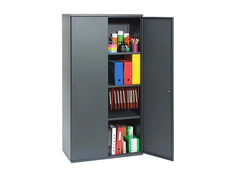 Armoire de bureau métallique anthracite 2 étagères Briko L80xH105xP41