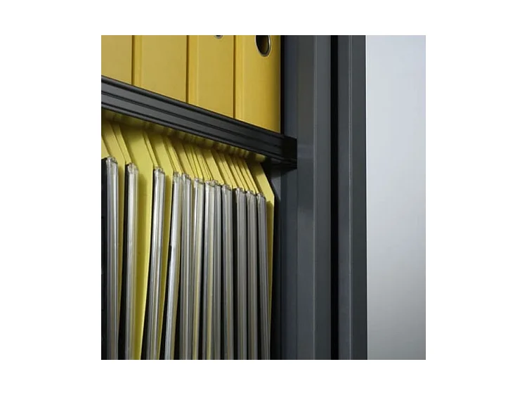 Armoire de bureau à rideaux anthracite 2 portes coulissantes hêtre Klass L90xH180xP43