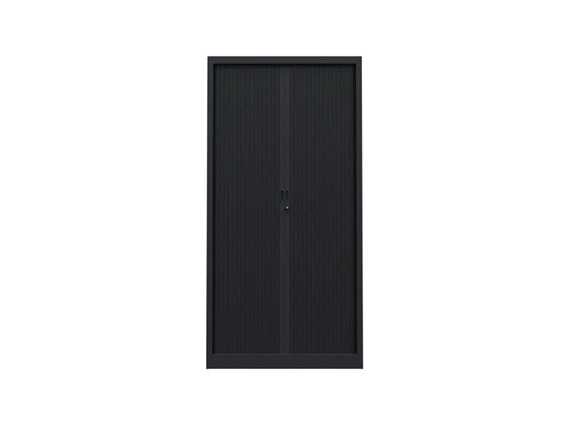 Armoire de bureau à rideaux anthracite 2 portes coulissantes hêtre Klass L90xH180xP43