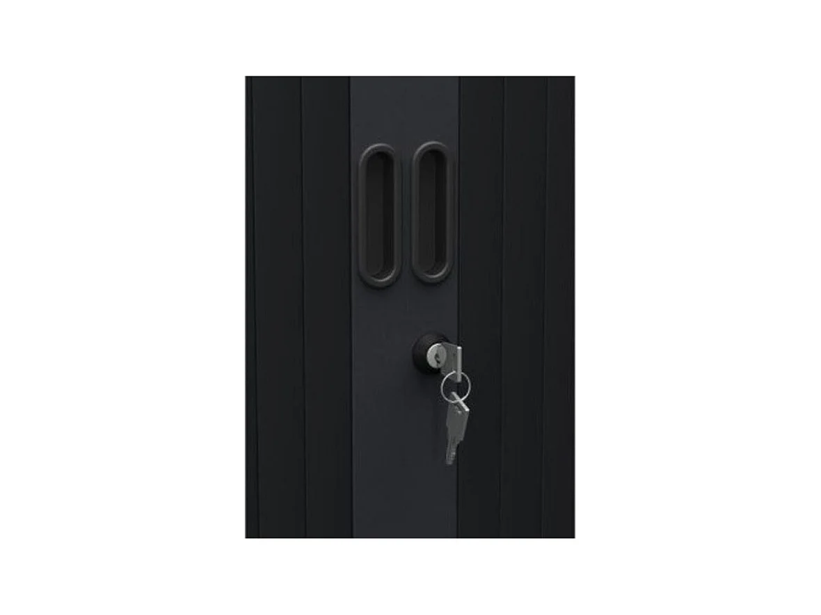 Armoire de bureau à rideaux anthracite 2 portes coulissantes hêtre Klass L90xH180xP43