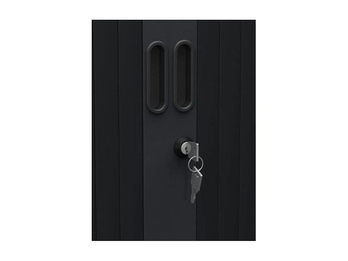 Armoire de bureau à rideaux anthracite 2 portes coulissantes merisier Klass L90xH180xP43