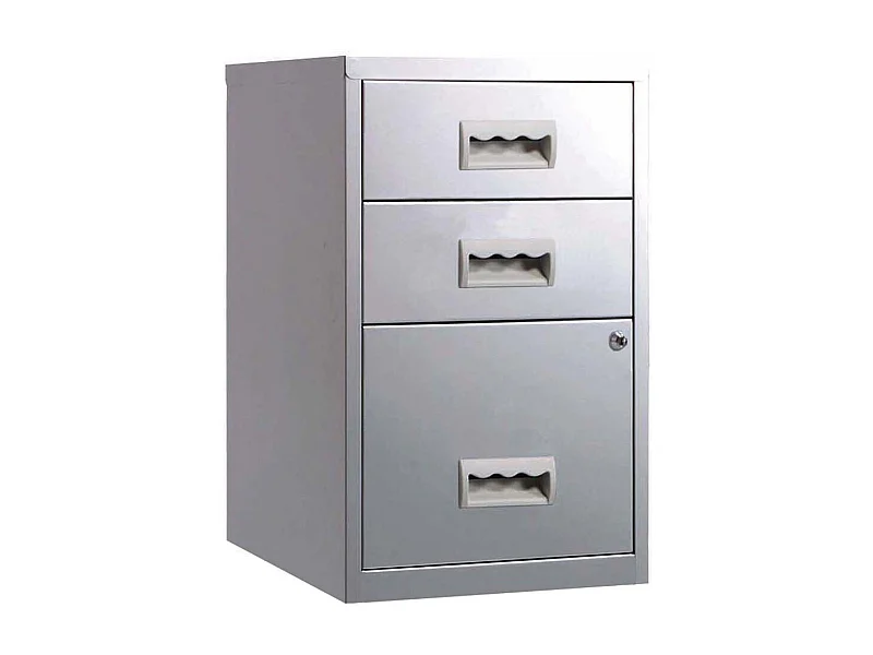 Colonne de rangement basse en acier 3 tiroirs Alu