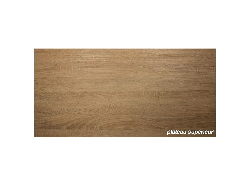 Meuble 1 porte 2 tiroirs métal gris aluminium et plateau chêne naturel Naya L80xH60xP40