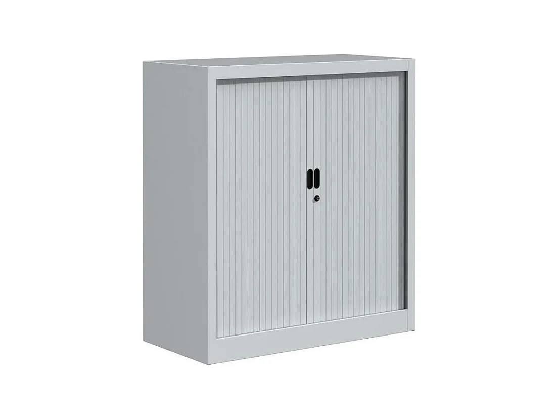 Armoire de bureau à rideaux gris 2 portes coulissantes Klass L90xH100xP45