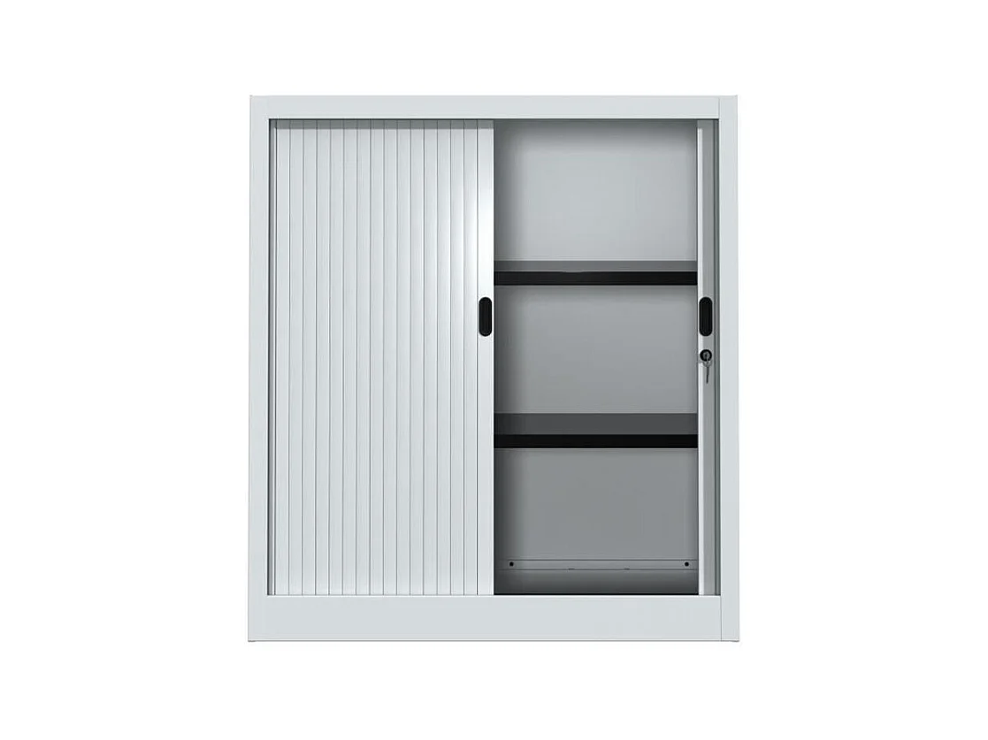 Armoire de bureau à rideaux gris 2 portes coulissantes Klass L90xH100xP45