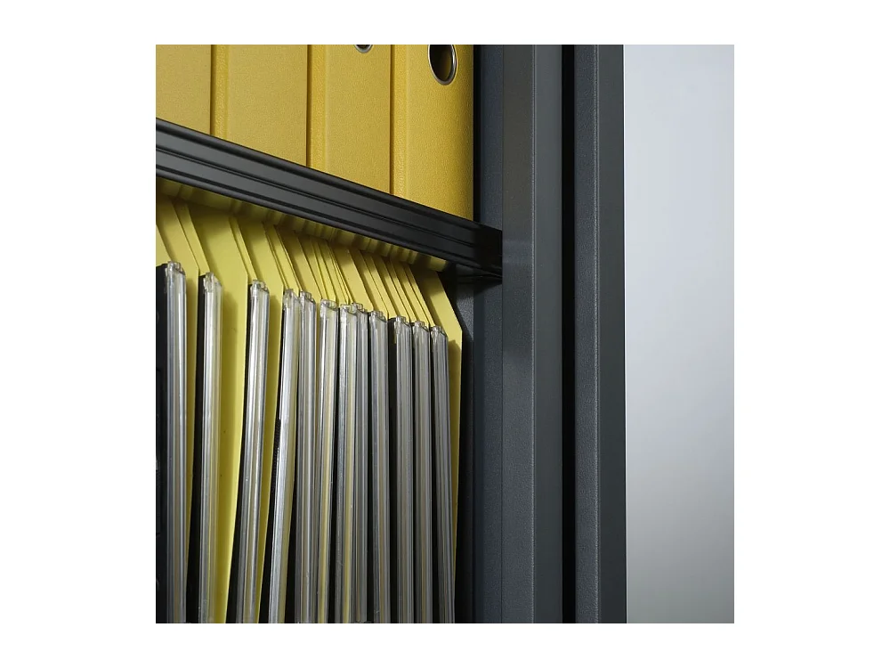 Armoire de bureau à rideaux gris 2 portes coulissantes Klass L90xH100xP45