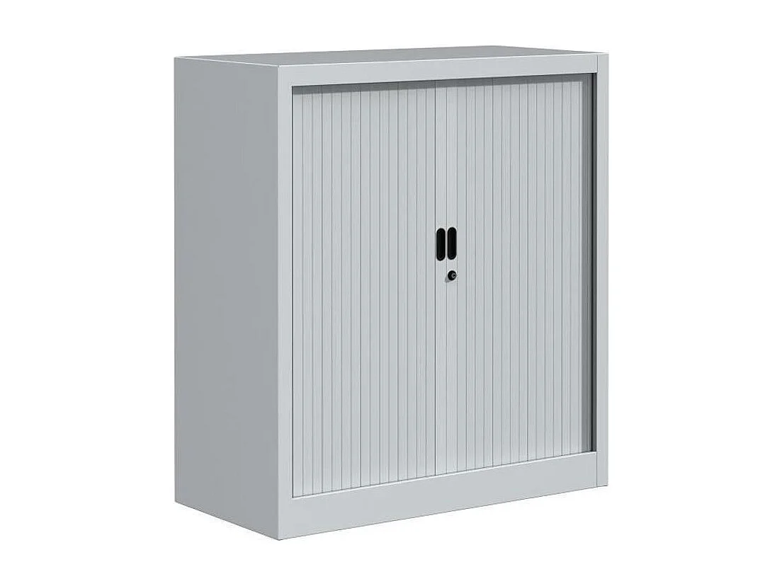 Armoire de bureau à rideaux gris 2 portes coulissantes Klass L90xH100xP45