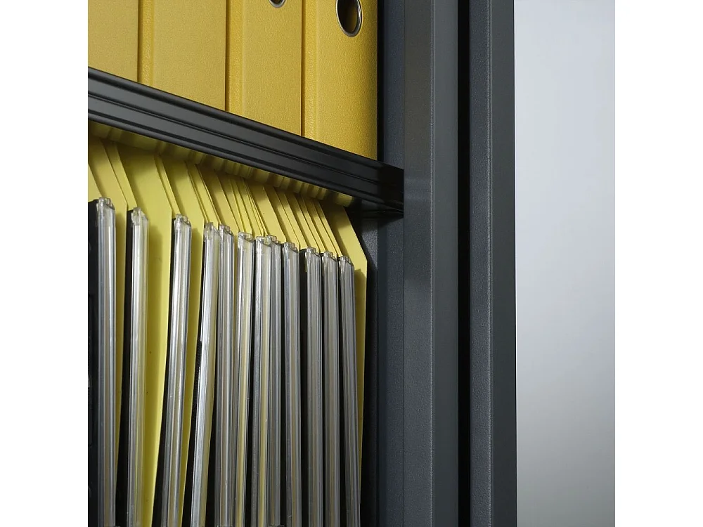 Armoire de bureau à rideaux gris 2 portes coulissantes Klass L90xH100xP45