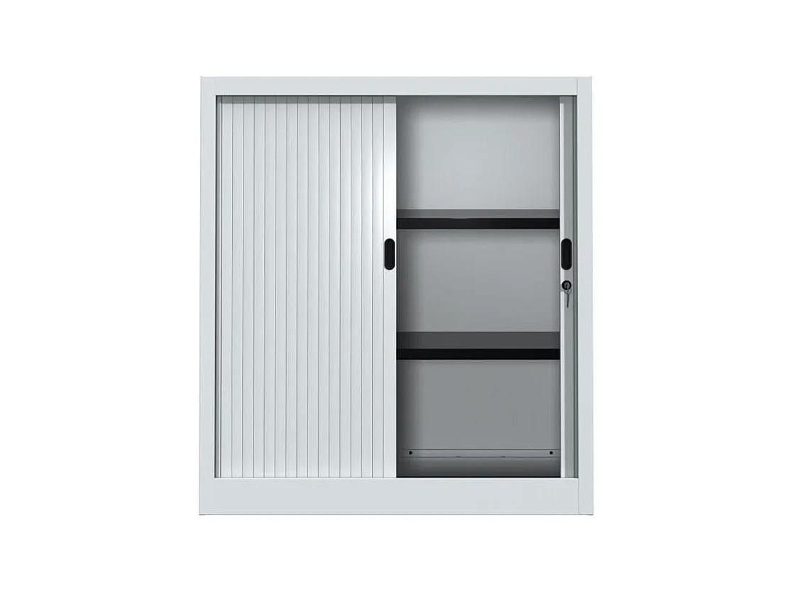 Armoire de bureau à rideaux anthracite 2 portes coulissantes hêtre Klass L90xH100xP45